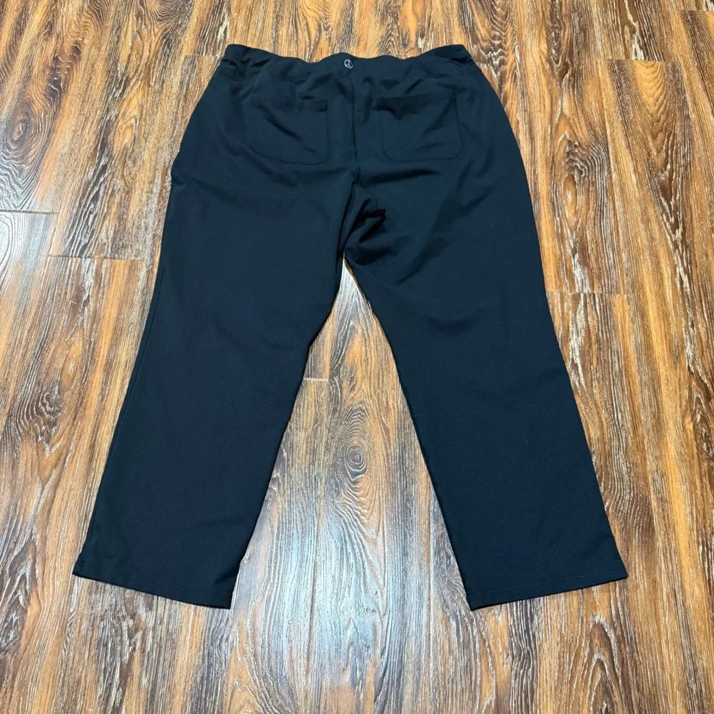 Lands End 2X Active Pants Womens Black Straight Leg Stretch Pockets 20W-22W